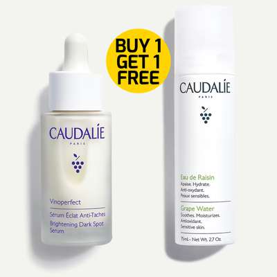 1+1 caudalie vinoperfect dark spot brightening serum vitamin c alternative - 30ml & free vinoclean grape water hydrating face mist 75ml, , medium