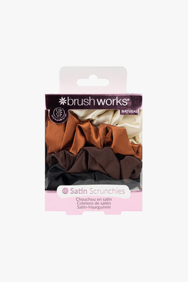 Nude satin scrunchies (pack of 4), , medium