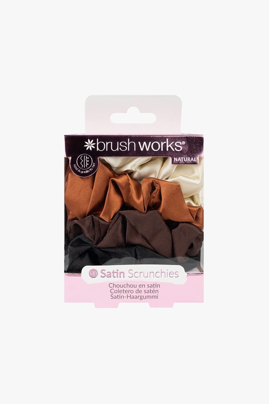 Nude satin scrunchies (pack of 4), , medium-null