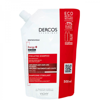 Vichy dercos stimulating shampoo refill 500ml, , medium