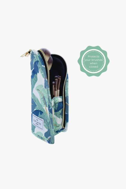 Standing brush case tropical leaves-null