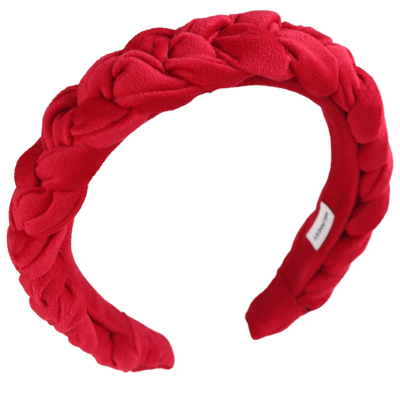 Carmine braided velvet headband, , medium