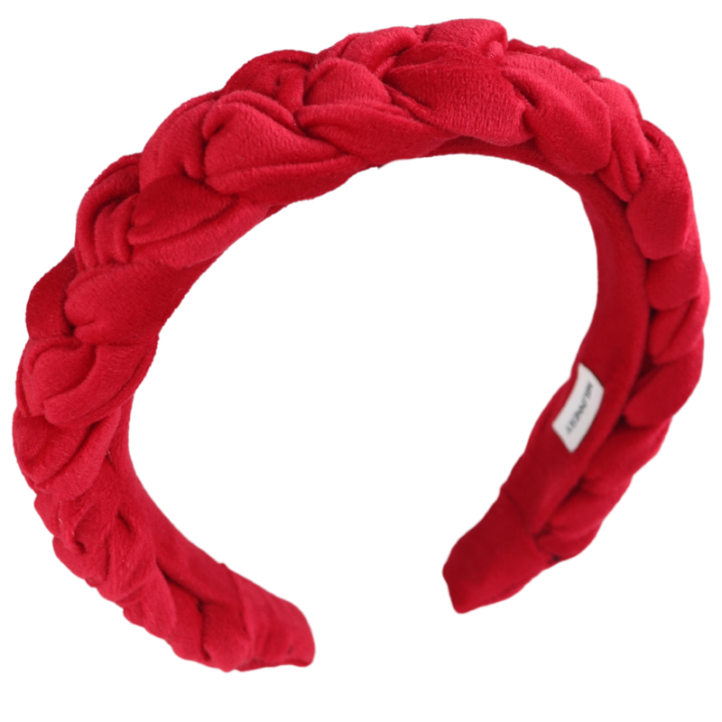Product image: Carmine braided velvet headband, , medium-null