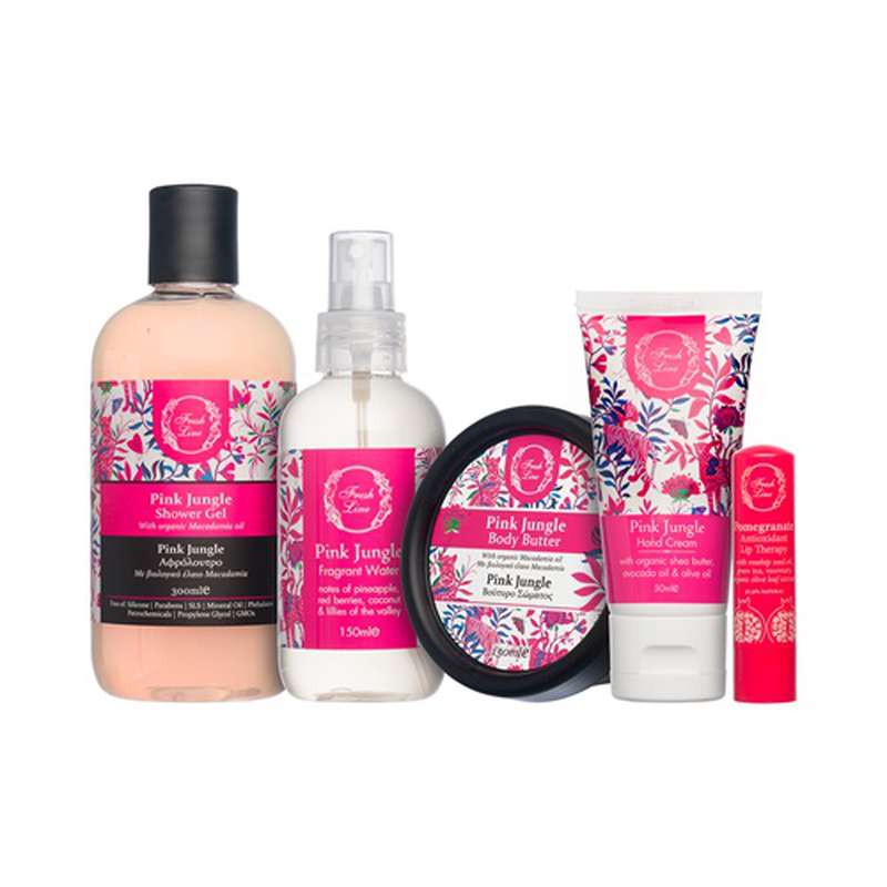 Pink jungle body & lip care set 5pcs., , medium image number null