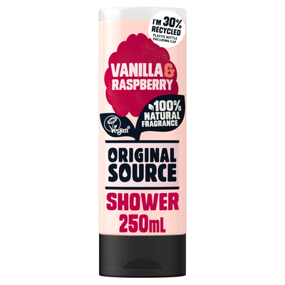 Original source vanilla & raspberry shower gel 250ml, , medium