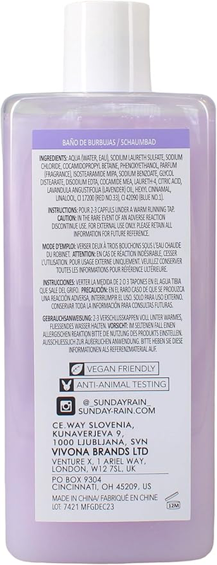 Sunday rain lavender & cedarwood bubble bath sleep easy x 450ml-null