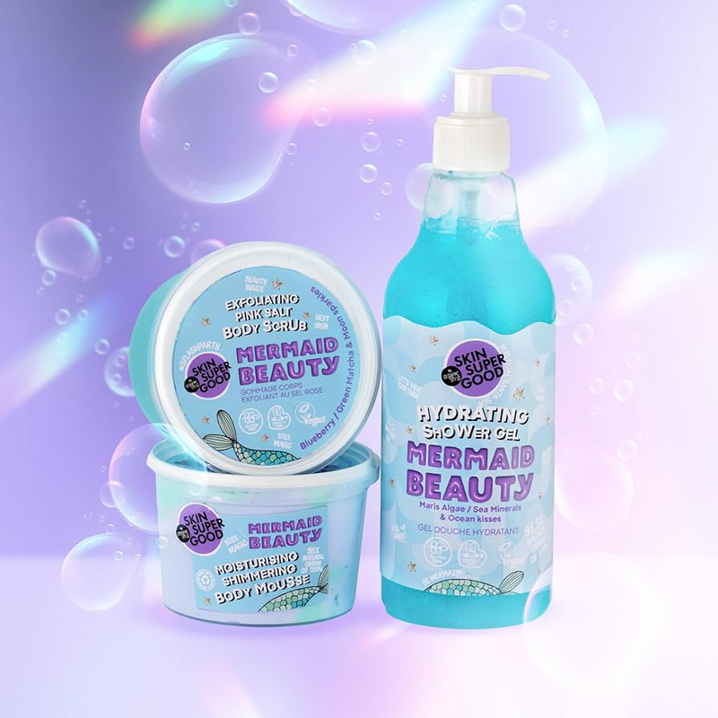 Set mermaid beauty miraculous glow body shower gel & shimmering body mousse, , medium-null