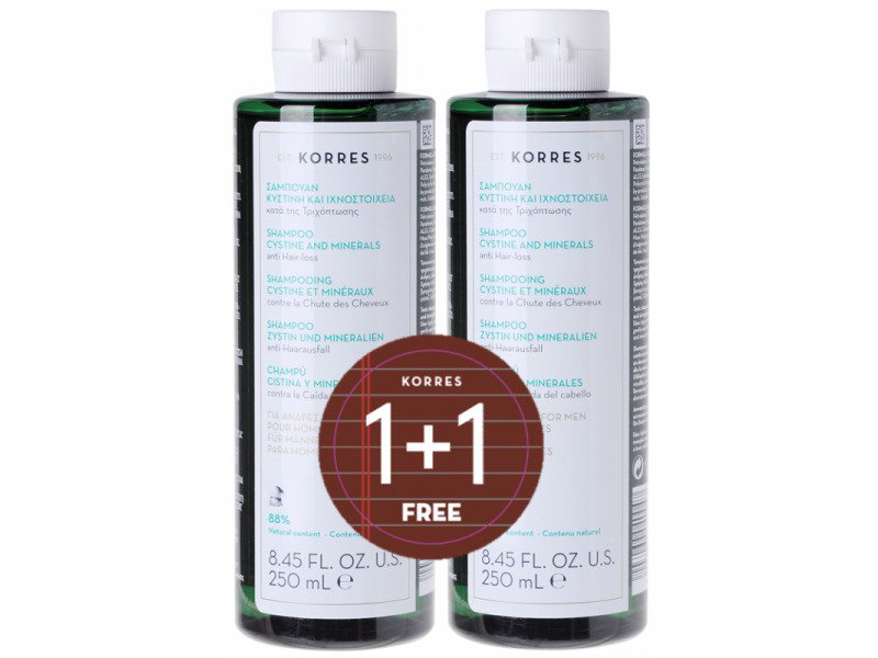 Korres shampoo cystine + mineral 250ml anti hair loss for man set 1+1 image number null