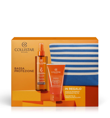Collistar Super Tanning Dry Oil SPF6 200 ml + Duschshampoo + Clutch