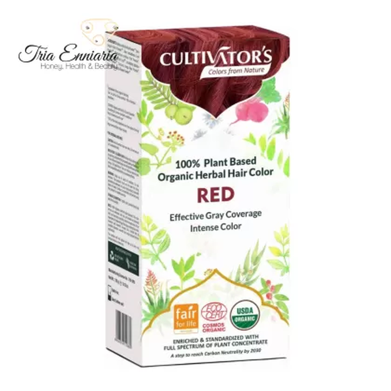 Organic herbal hair color red, 100 g, cultivators, , medium image number null