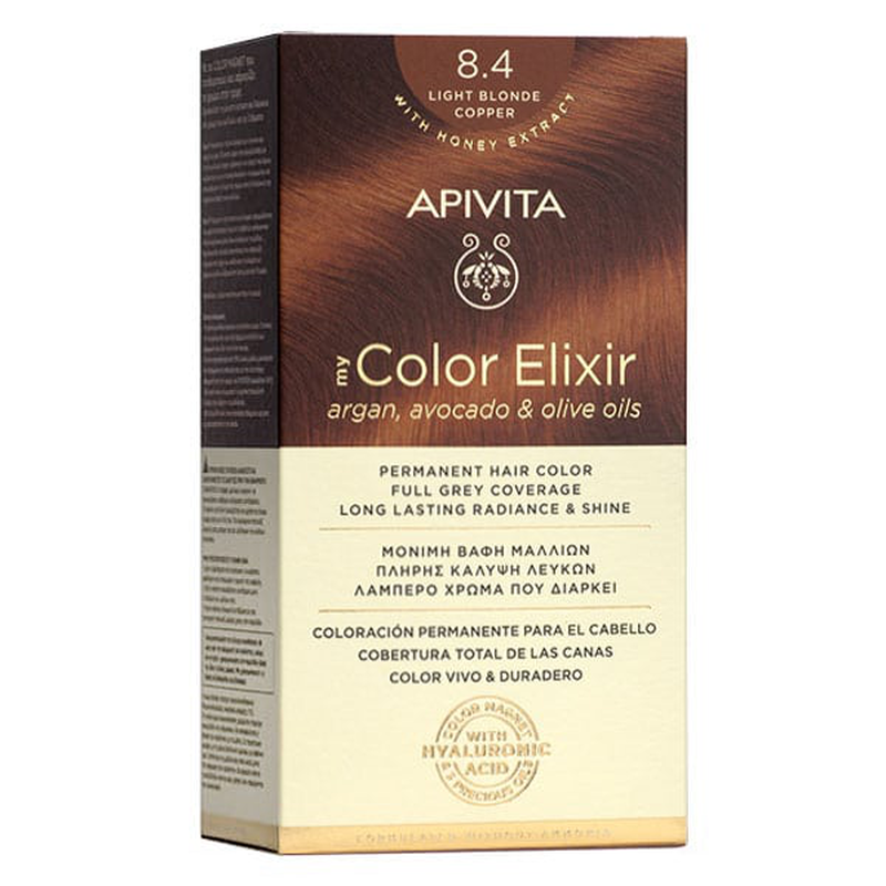 Product image: Apivita my color elixir permanent hair color light blonde copper no 8.4-null