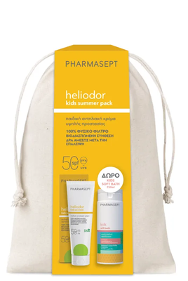 Pharmasept heliodor kids sun cream 50SPF x 150ml & soft bath x 250ml