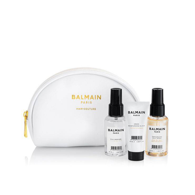 Balmain white cosmetic styling bag, set