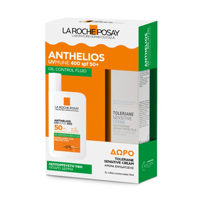 La roche-posay set &mu;&epsilon; anthelios uvmune 400 oil control fluid &gamma;&iota;&alpha; &lambda;&iota;&pi;&alpha;&rho;ό &delta;έ&rho;&mu;&alpha; SPF50+ 50 ml &kappa;&alpha;&iota; &delta;ώ&rho;&omicron; toleriane sensitive cream 15 ml, , medium