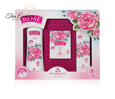 Gift set rose original, shampoo 200 ml, soap 100 g, hand cream 50 ml, bulgarian rose, , medium