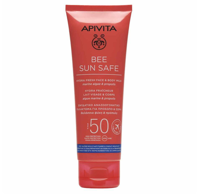 Apivita bee sun safe hydra fresh face & body milk SPF50 x 100ml - travel size, , medium