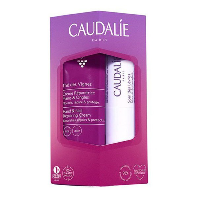 Caudalie the des vignes lip conditioner & hand cream set, , medium-null