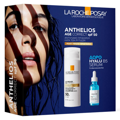 La roche posay anthelios set age correct SPF50 50ml + hyalu b5 serum 10ml, , medium