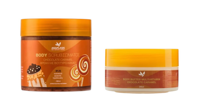 Anaplasis chocolate caramel duo body scrub 380ml & body butter 200ml, , medium-null