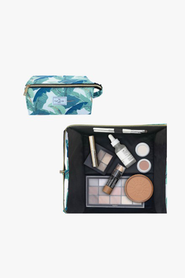 Makeup box bag tropical leaves