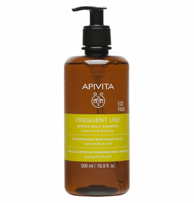 Apivita Gentle daily shampoo ecopack with chamomile & honey x 500ml, , medium