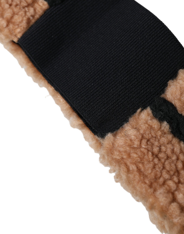 Brown black fleece wool head band hat men-null