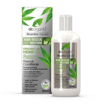 Dr. Organic hemp oil rescue conditioner. Damaged recovery support for healthy hair looking 265ml, , medium
