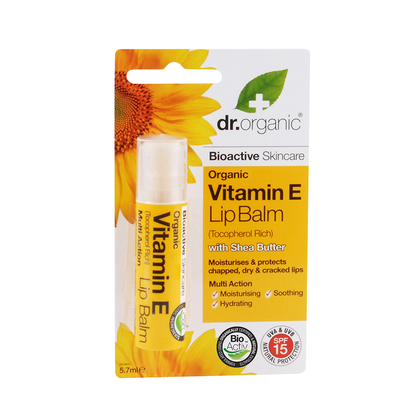 Dr. Organic vitamin e lip balm χειλιών SPF15 ενυδατικό & καταπραϋντικό βάλσαμο χειλιών με βιολογική βιταμίνη e 5.7ml, , medium