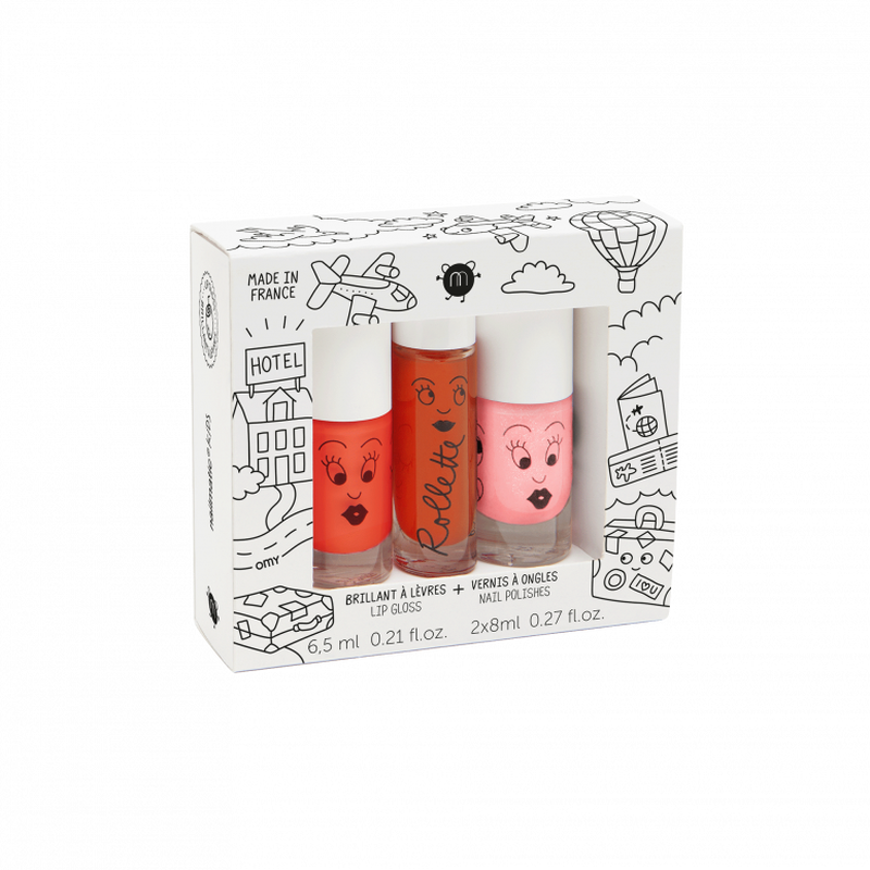 Nailmatic kids set amazing trip - 2 nail polishes +1 lip gloss, , medium-null