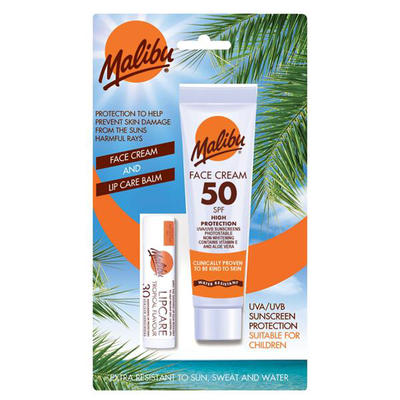 Malibu face cream & lip balm set