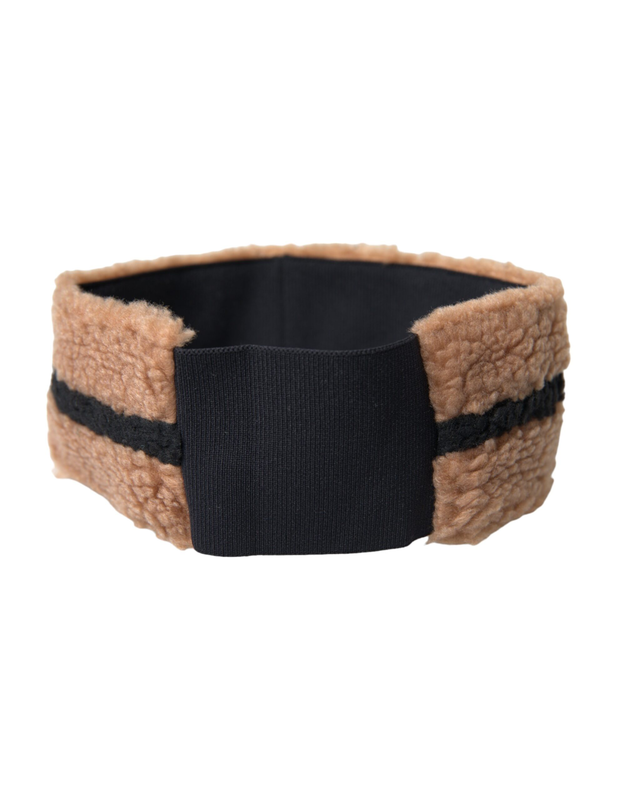 Brown black fleece wool head band hat men-null