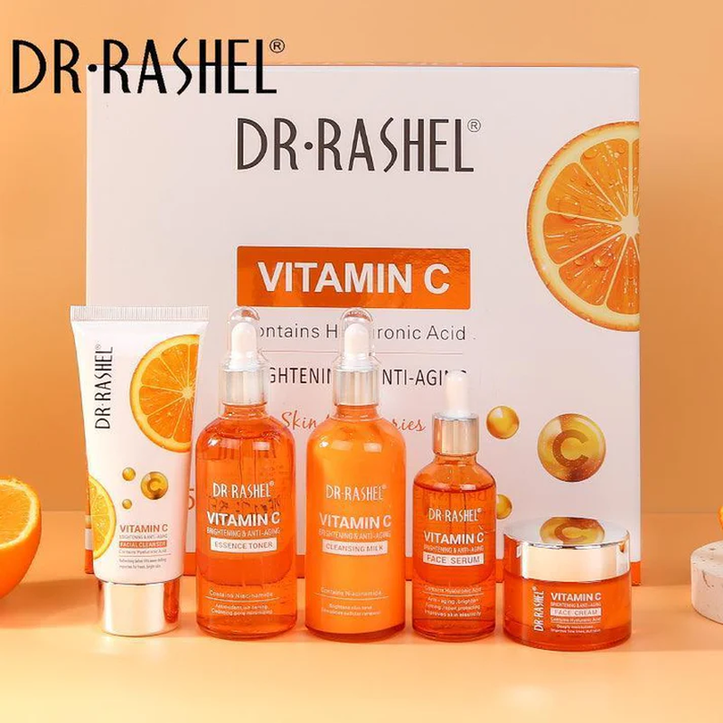 Dr rashel vitamin c skin care series , contains hyaluronic acid, anti aging and collagen Essence ( pack of 5 piece set )-null