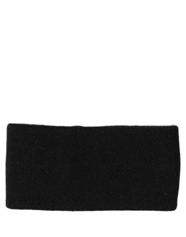 Men black cashmere knitted logo head band one size-null