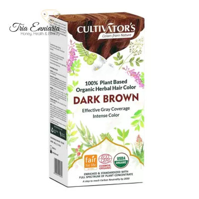 Organic herbal hair color dark brown, 100 g, cultivators