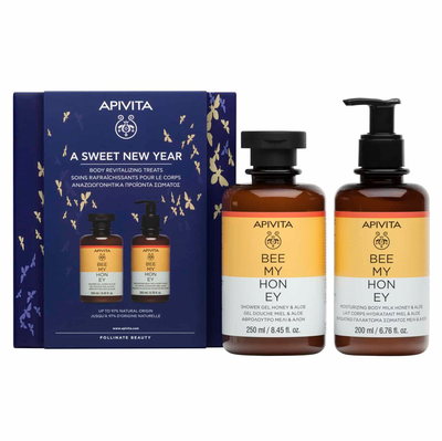 Apivita a sweet new year bee my honey shower gel 250ml + body milk 200ml gift set