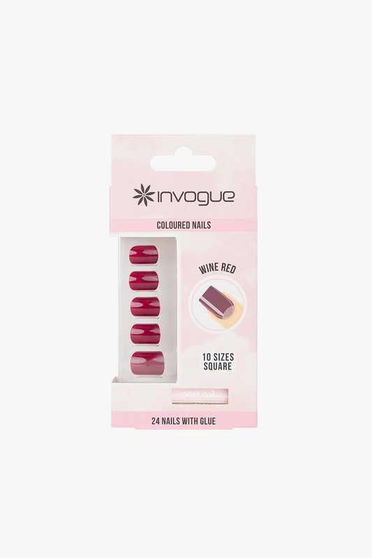 Wine red square nails (24 pcs), , medium image number null