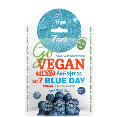 7days- go vegan sunday blue day face sheet mask (1*25grs), , medium