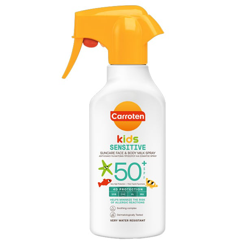 Carroten | sensicare suncare milk spray kids SPF50+ | &pi;&alpha;&iota;&delta;&iota;&kappa;ό &alpha;&nu;&tau;&eta;&lambda;&iota;&alpha;&kappa;ό &gamma;&alpha;&lambda;ά&kappa;&tau;&omega;&mu;&alpha; &pi;&rho;&omicron;&sigma;ώ&pi;&omicron;&upsilon; &kappa;&alpha;&iota;  &sigma;ώ&mu;&alpha;&tau;&omicron;&sigmaf; | 270ml., , medium-null