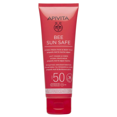 Apivita bee sun safe hydra fresh face and body milk SPF 50 travel size 100 ml, , medium