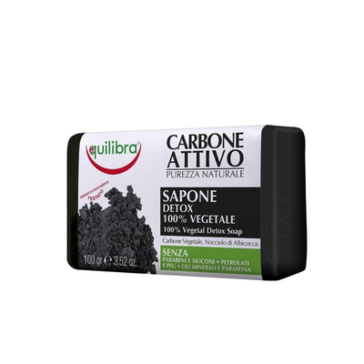 Equilibra active charcoal vegetal detox soap 100g, , medium