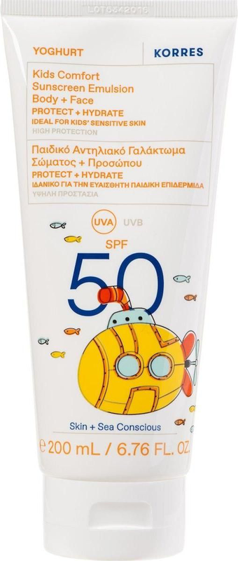 Korres yoghurt kids body & face protect hydrate sunscreen 200ml, , medium-null