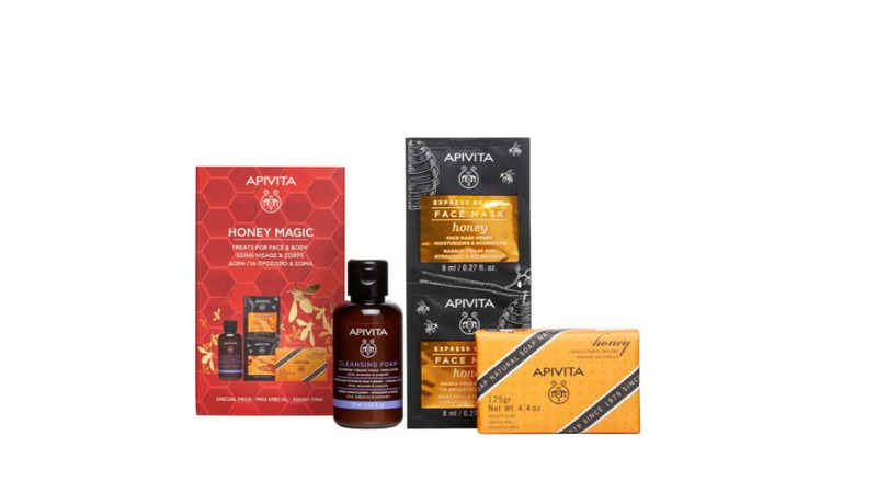 Apivita honey magic set xmas24 cleansing foam 75ml & honey mask & bar soap-null