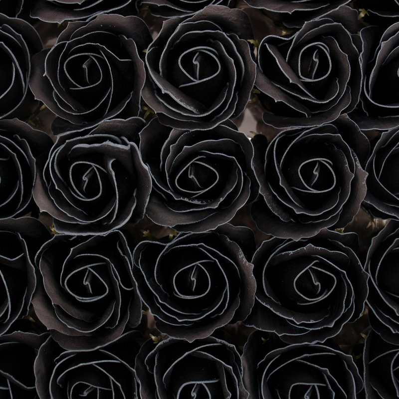 Product image: Soap flower black rose with white rim medium, , medium-null