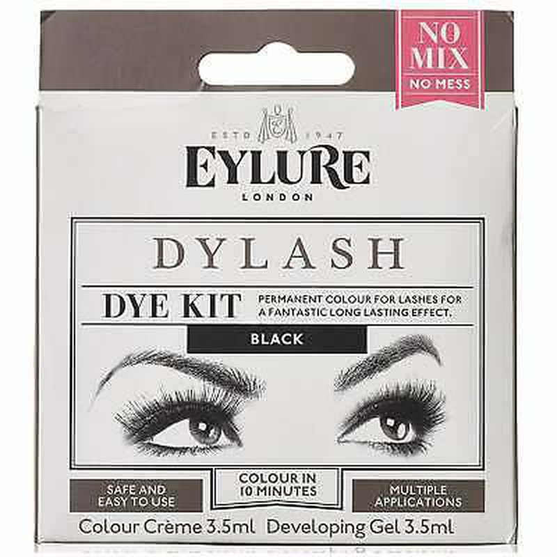 Eylure lash tint dye kit, permanent tint for lashes black, , medium-null