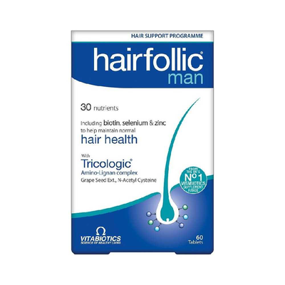 Vitabiotics wellman hairfollic man. Hair support programme 60capsules, , medium