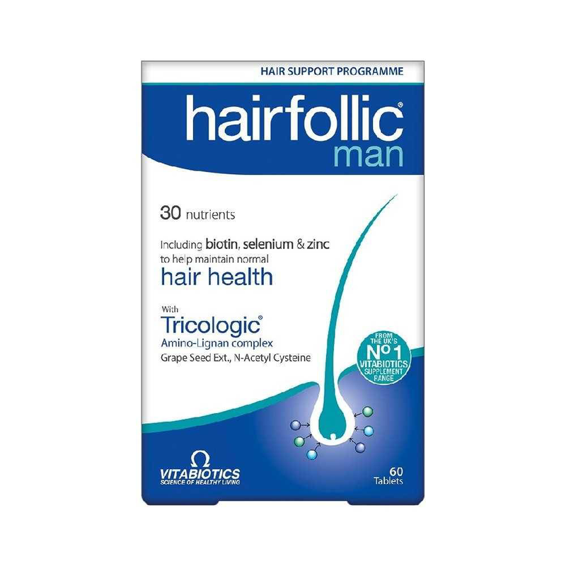Product image: Vitabiotics wellman hairfollic man. Hair support programme 60capsules, , medium-null