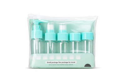 Travel bottle set with pouch &ndash; refillable cosmetic containers (5pcs), , medium