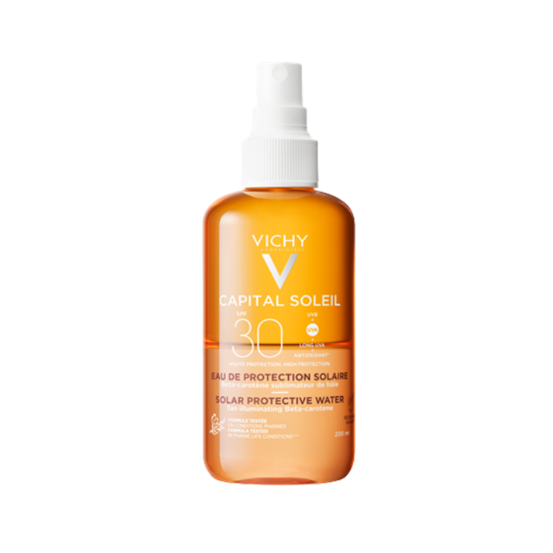 Vichy capital soleil sunscreen water SPF30 for a glowing tan 200ml, , medium-null