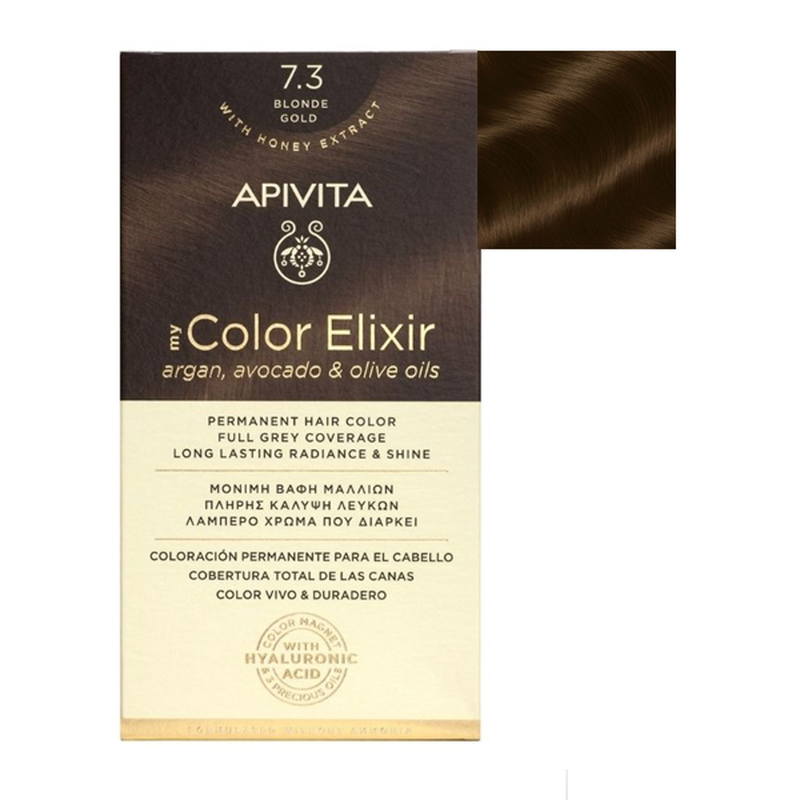 Apivita my color elixir permanent hair color 7.3 blonde gold-null