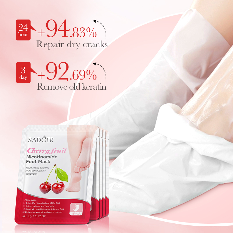 Sadoer μάσκα ποδιών με κεράσι & νιασιναμίδη, , medium-null